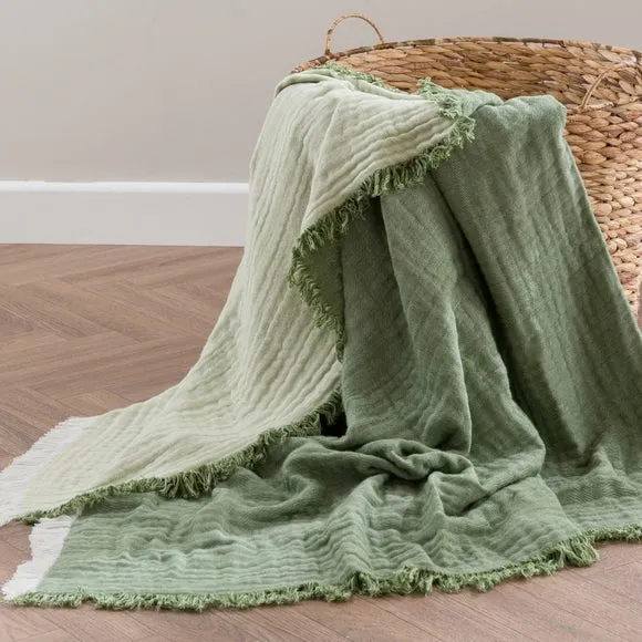 Reversible Muslin Cotton Throw Blanket 1