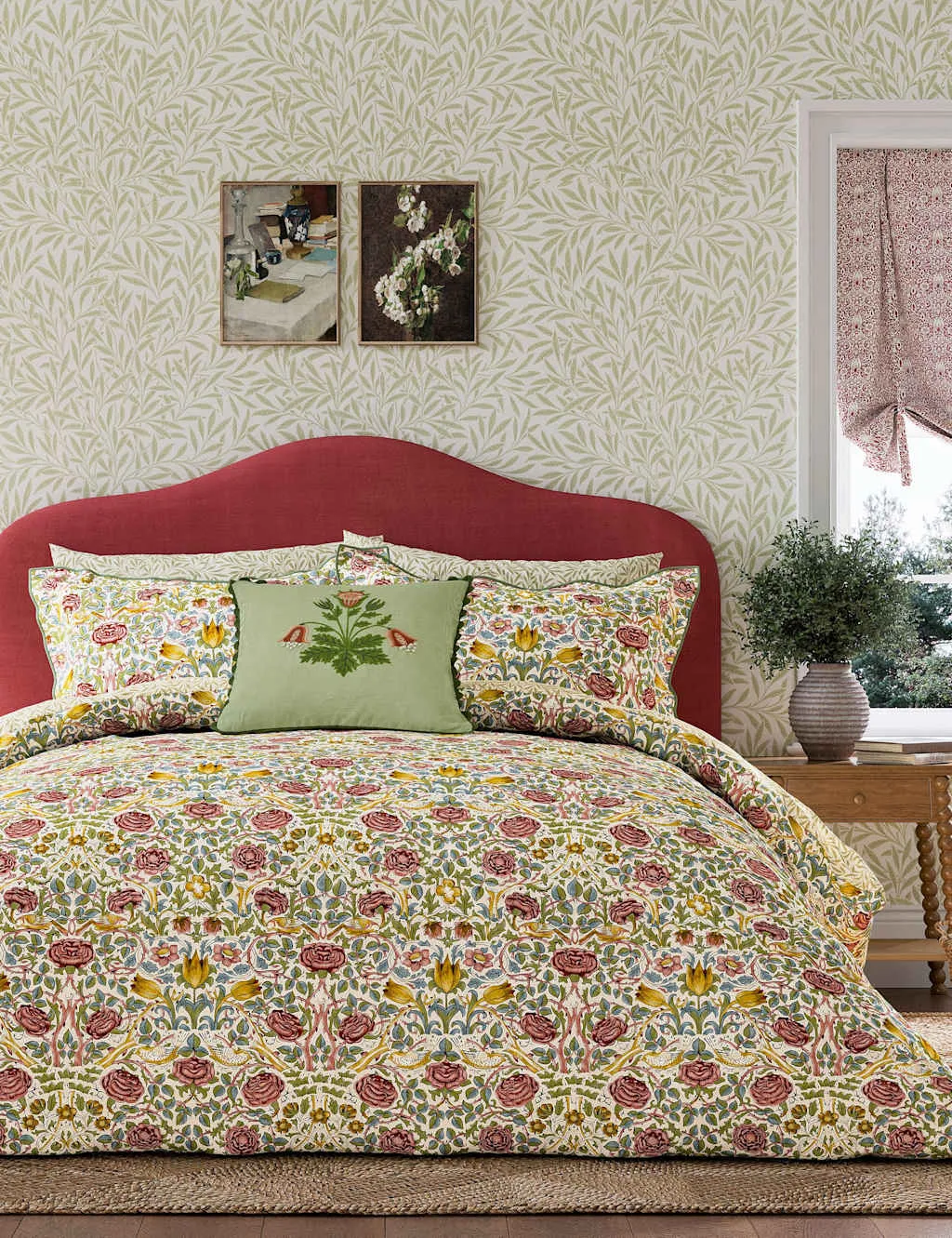 Morris & Co Pure Cotton Rose Bedding Set Green Mix