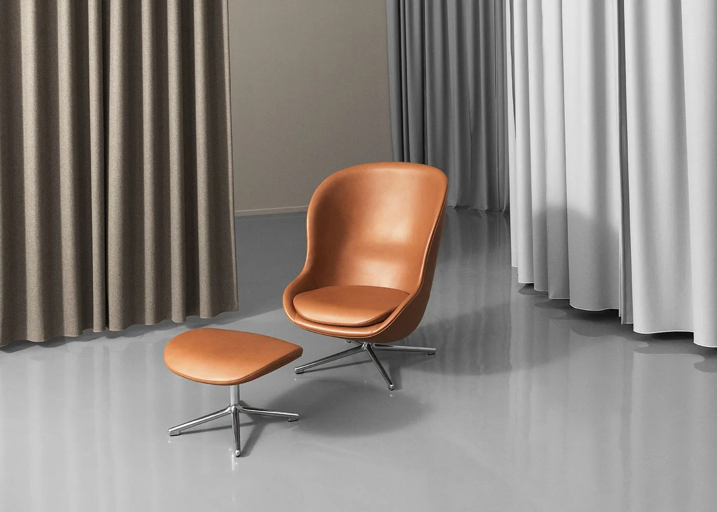Normann Copenhagen Hyg Lounge Chair High Swivel Alu Tilt Ultra Leather 3