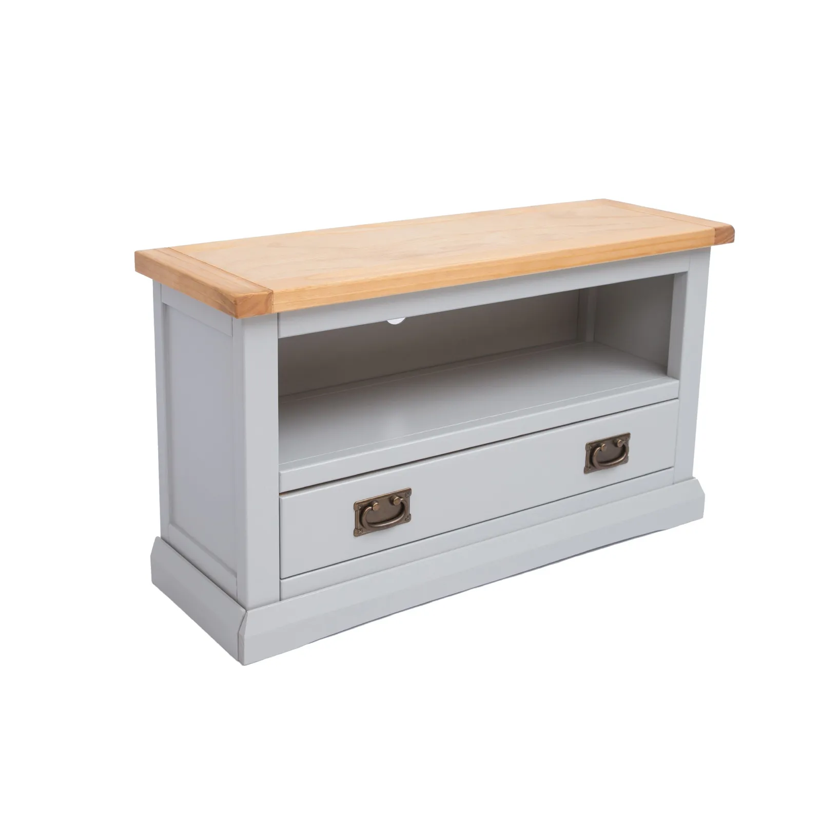Cabinet Bits Loreo Light Grey 1 Drawer TV Cabinet Brass Drop Handle 3