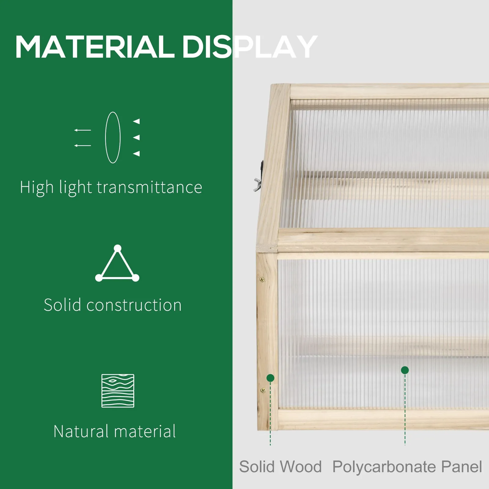 OUTSUNNY Wooden Cold Frame Greenhouse Garden Polycarbonate Grow House in White 4