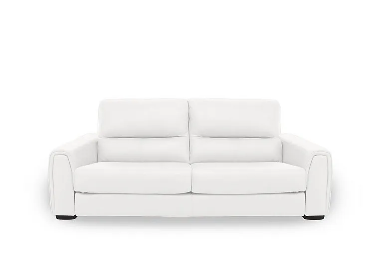 Flex Leather 3 Seater Sofa Bed with Storage Arms - BV Star White