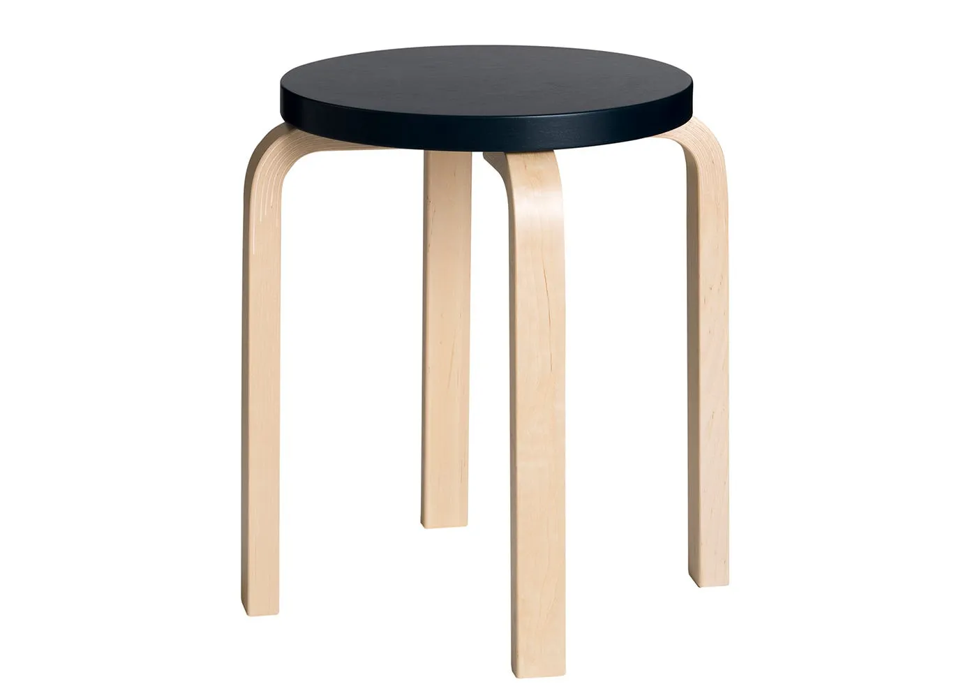 Artek Stool E60 Natural Lacquered Birch Black Lacquered 1