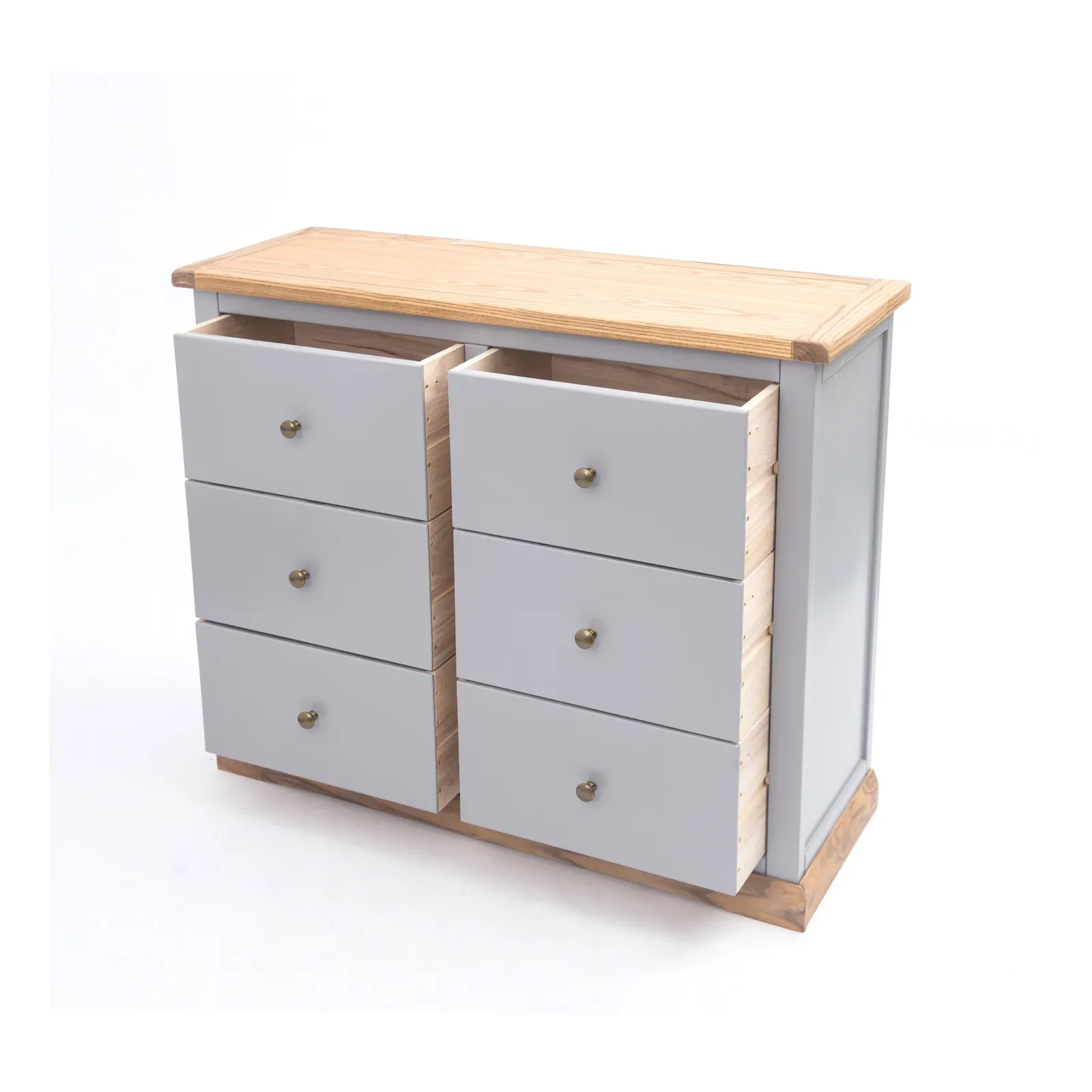 Cabinet Bits Bicarri 6 Drawer Chest of Drawers Brass Knob in Grey 4