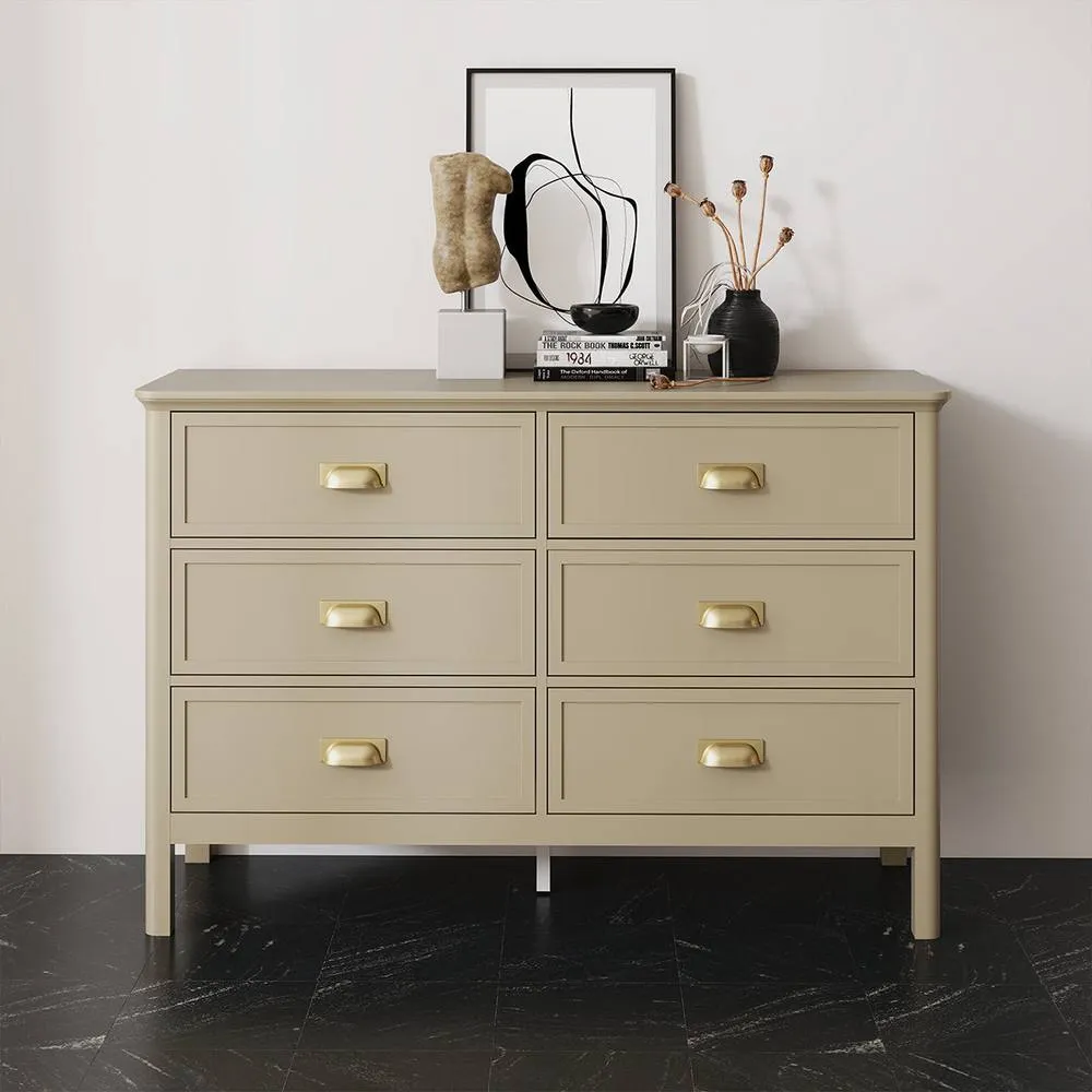 Melody Maison Large 6 Drawer Chest Of Drawers - Lawrence Taupe Range in Beige