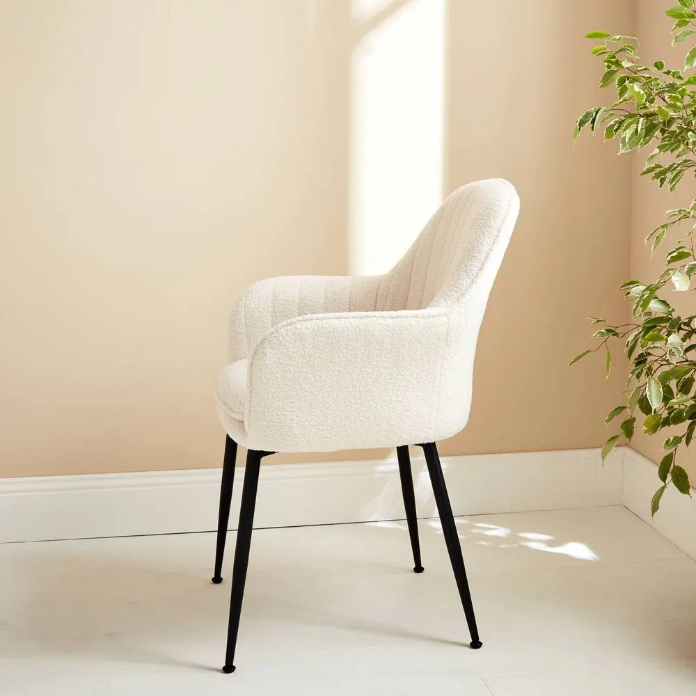 sweeek Boucle fabric accent chair with metal legs in Off-White 4