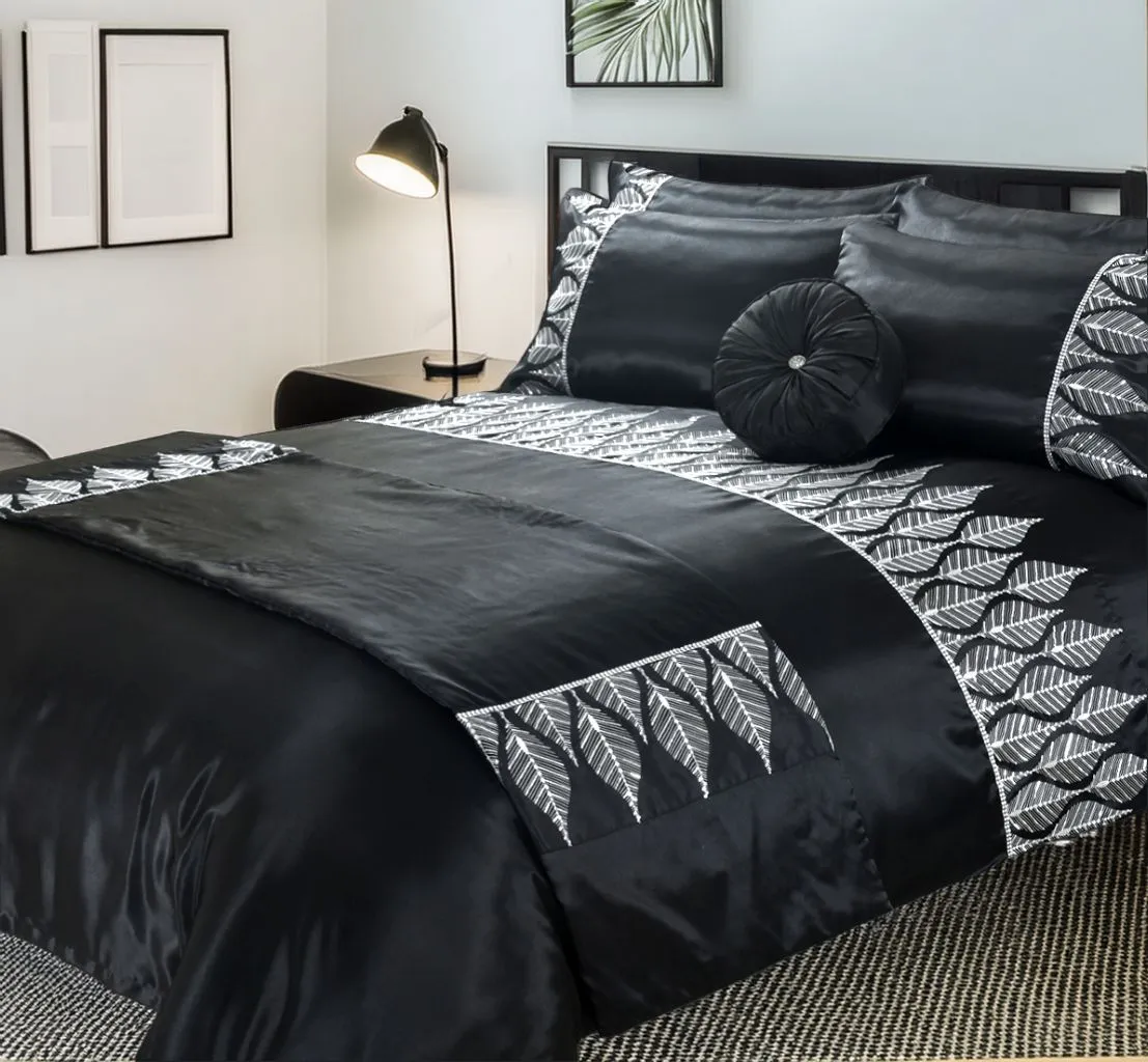 Snug City Duvet Cover & Pillowcase Set Black Silver Sequence Luxury Design
