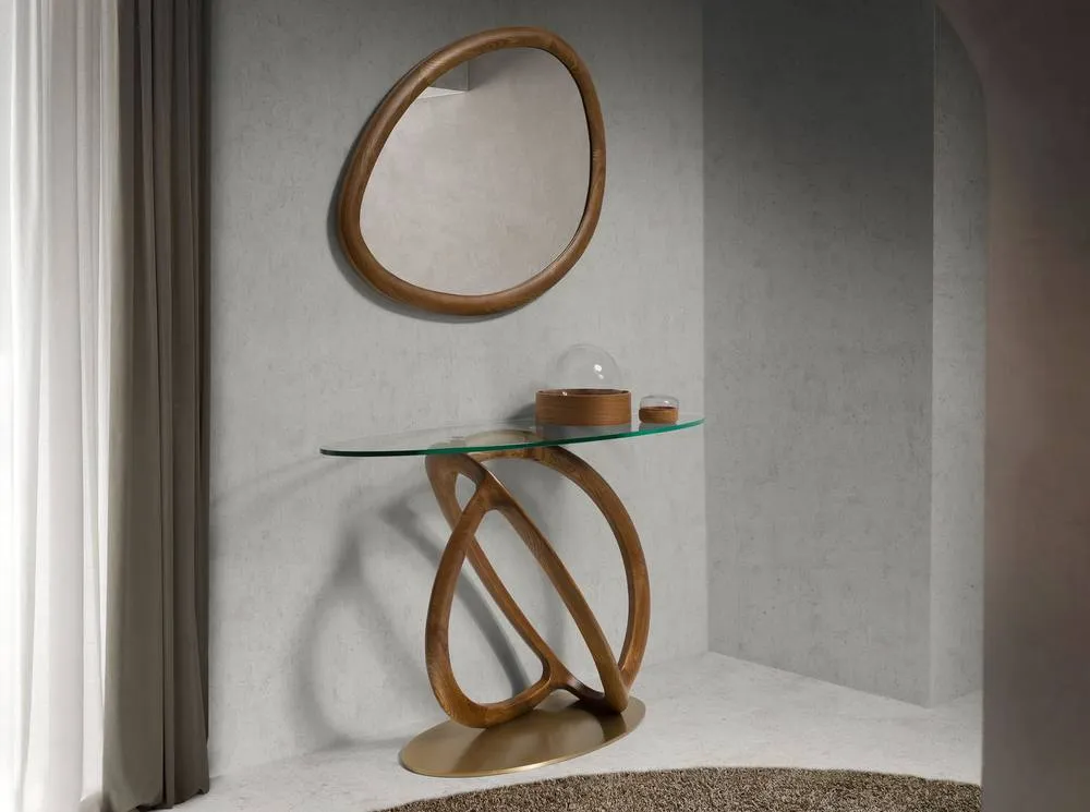 Angel Cerda Walnut Decor Wall Mirror, 95x75x3 cm 3