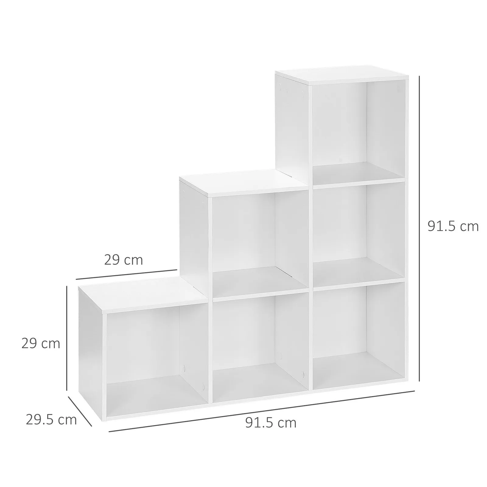 HOMCOM L Shaped Storage Cabinet Closet Organiser Bookcase with 6 Cube in White 3