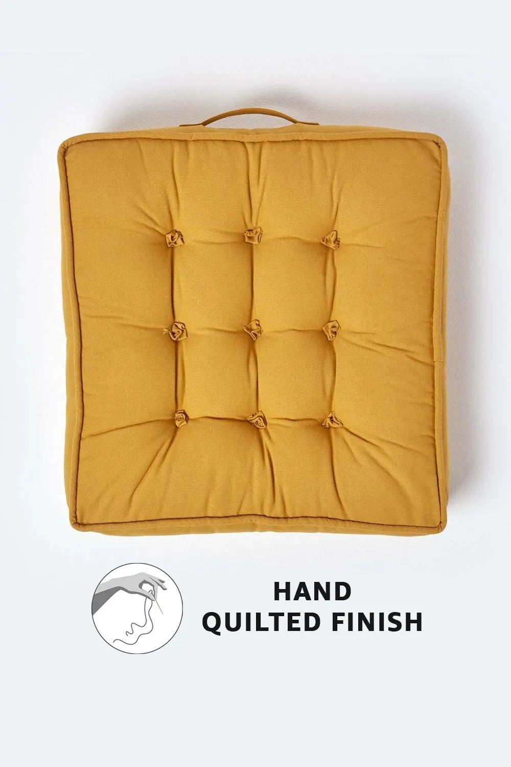 Homescapes Cotton Armchair Booster Cushion in Mustard 3