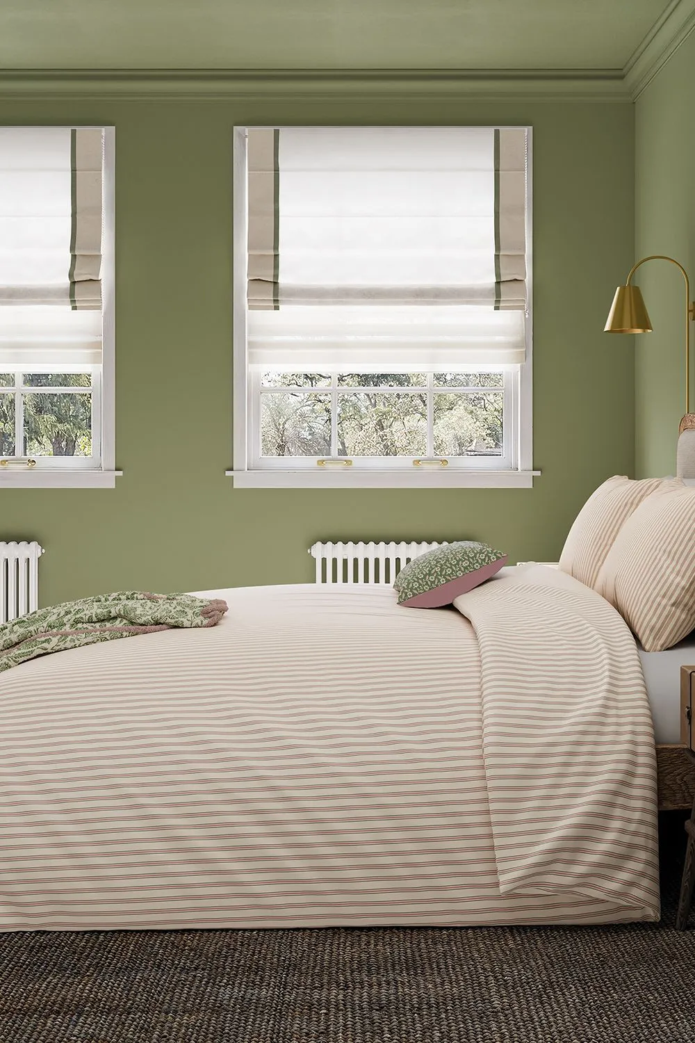 Helena Springfield 'Ticking Stripe' Cotton Duvet Cover Set in Green