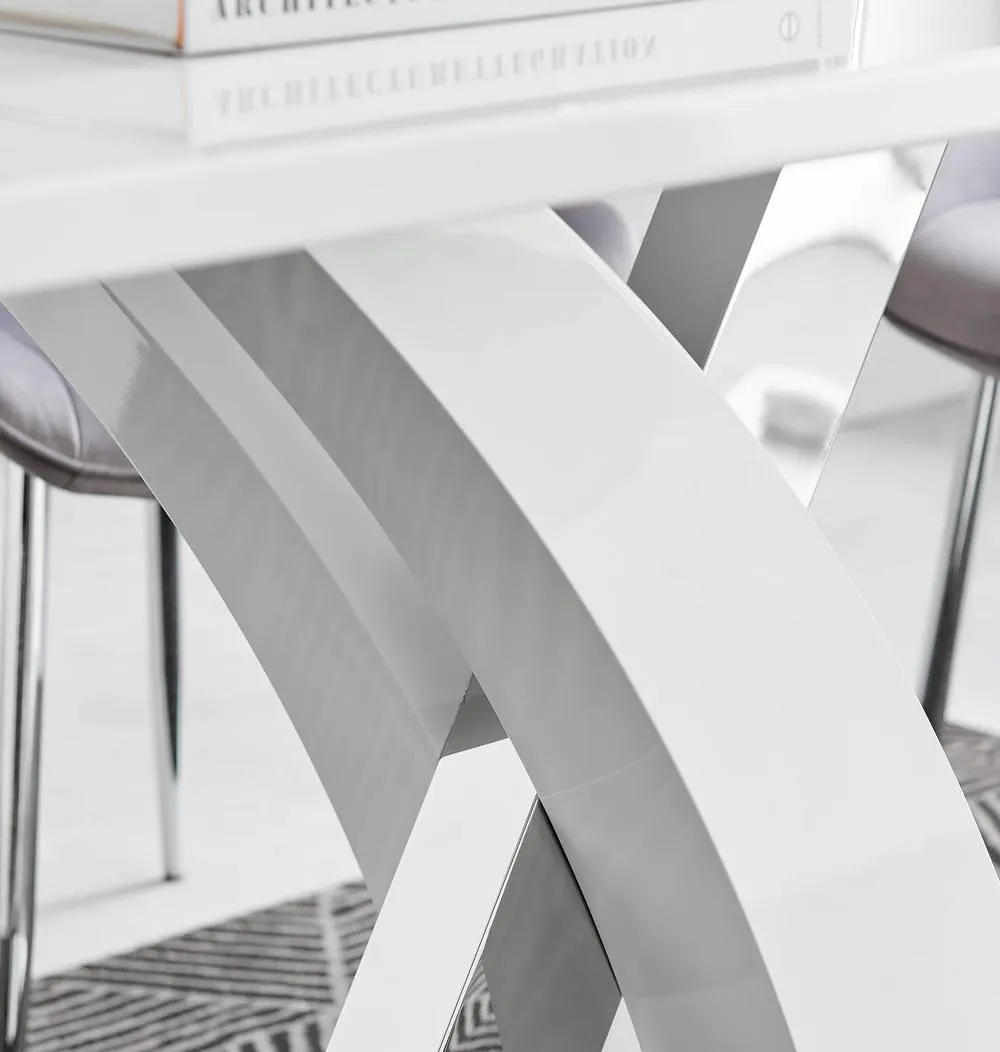 FurnitureboxUK Atlanta White High Gloss Chrome Rectangle Table & 4 Willow Chairs in Black 6