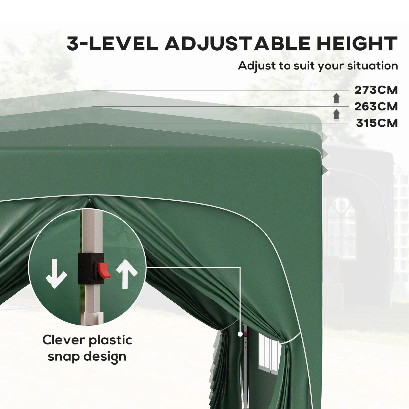 OUTSUNNY 3 x 3(m) UPF50+ Pop Up Gazebo with Sides & Carry Bag, Dark Green 6