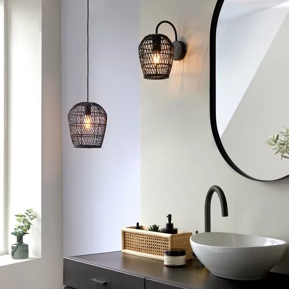 Kirra Bathroom Faux Rattan Wall Light 5