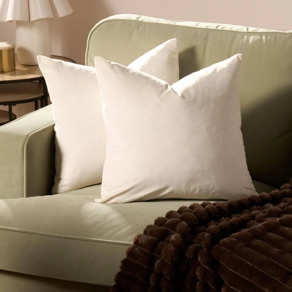 OHS 2 x Matte Velvet Cushion Covers Soft Plain Zip in Cream
