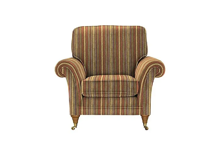 Burghley Fabric Armchair - Baslow Stripe Gold - Sofas and Armchairs