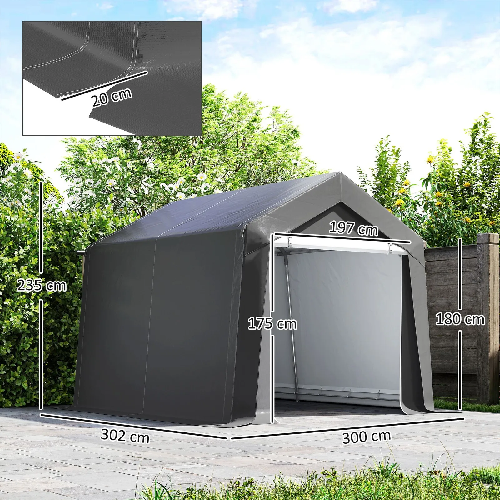 OUTSUNNY 3 x 3(m) Portable Shed, Waterproof & Heavy Duty Dark Grey 3