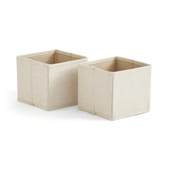 Set of 2 Small Square Linen Blend Drawer Organisers 3