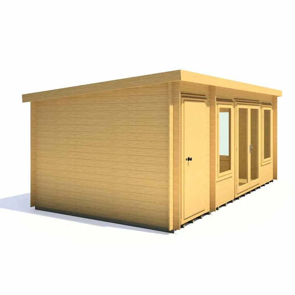 Shires Elm 10 x 17 Feet Log Cabin in 19 mm Logs - L509 x W299 x H225 cm in Light Brown 5
