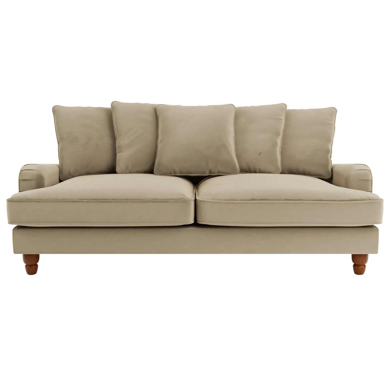 Beatrice Velvet Scatter Back 3 Seater Sofa Brown