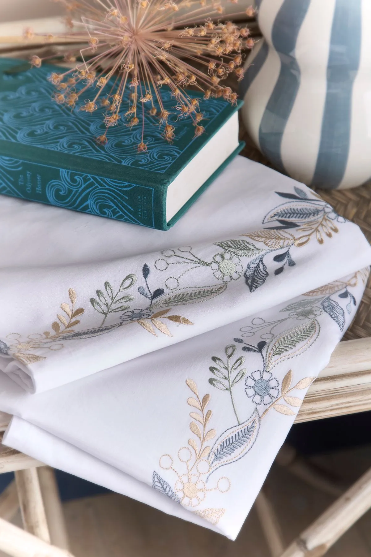 Appletree 'Julianna Embroidery' 100% Cotton Embroidered Floral Duvet Cover Set in White 4