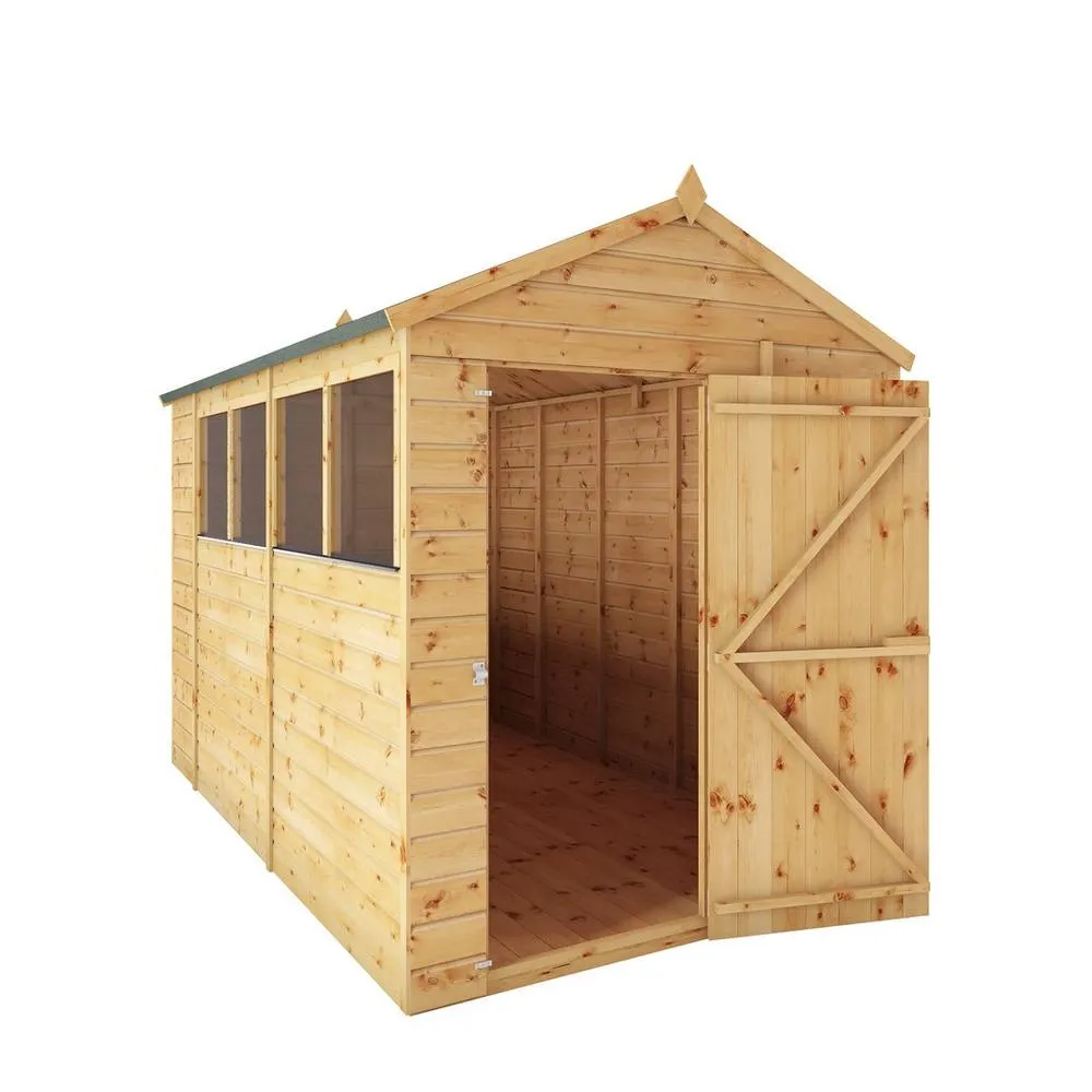 Mercia 10 x 6 Feet Shiplap Apex Shed - L296.6 x W190.5 x H222.2 cm - Brown in Natural 2