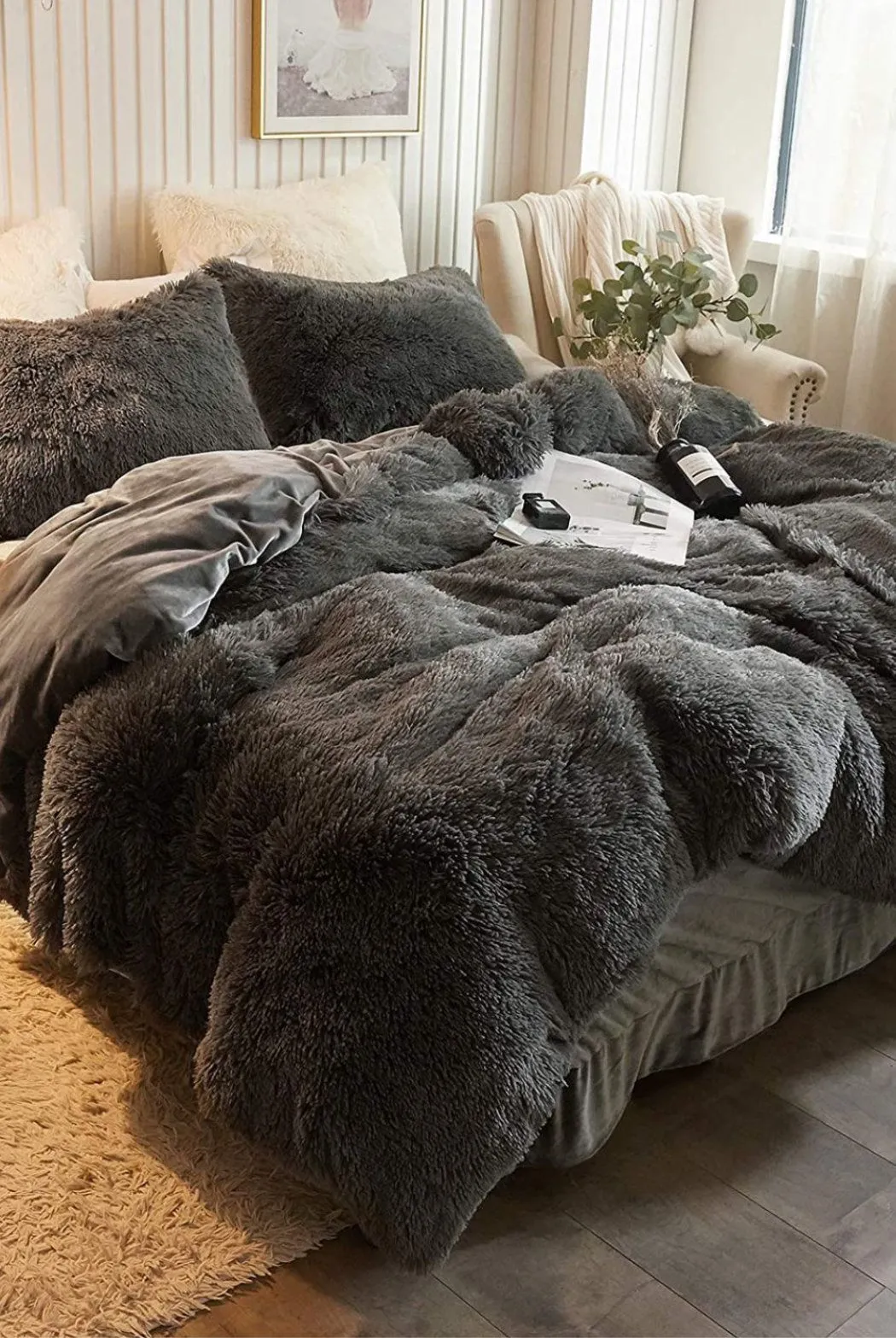 Ezysleep Grey Faux Fur Duvet Cover Set 2