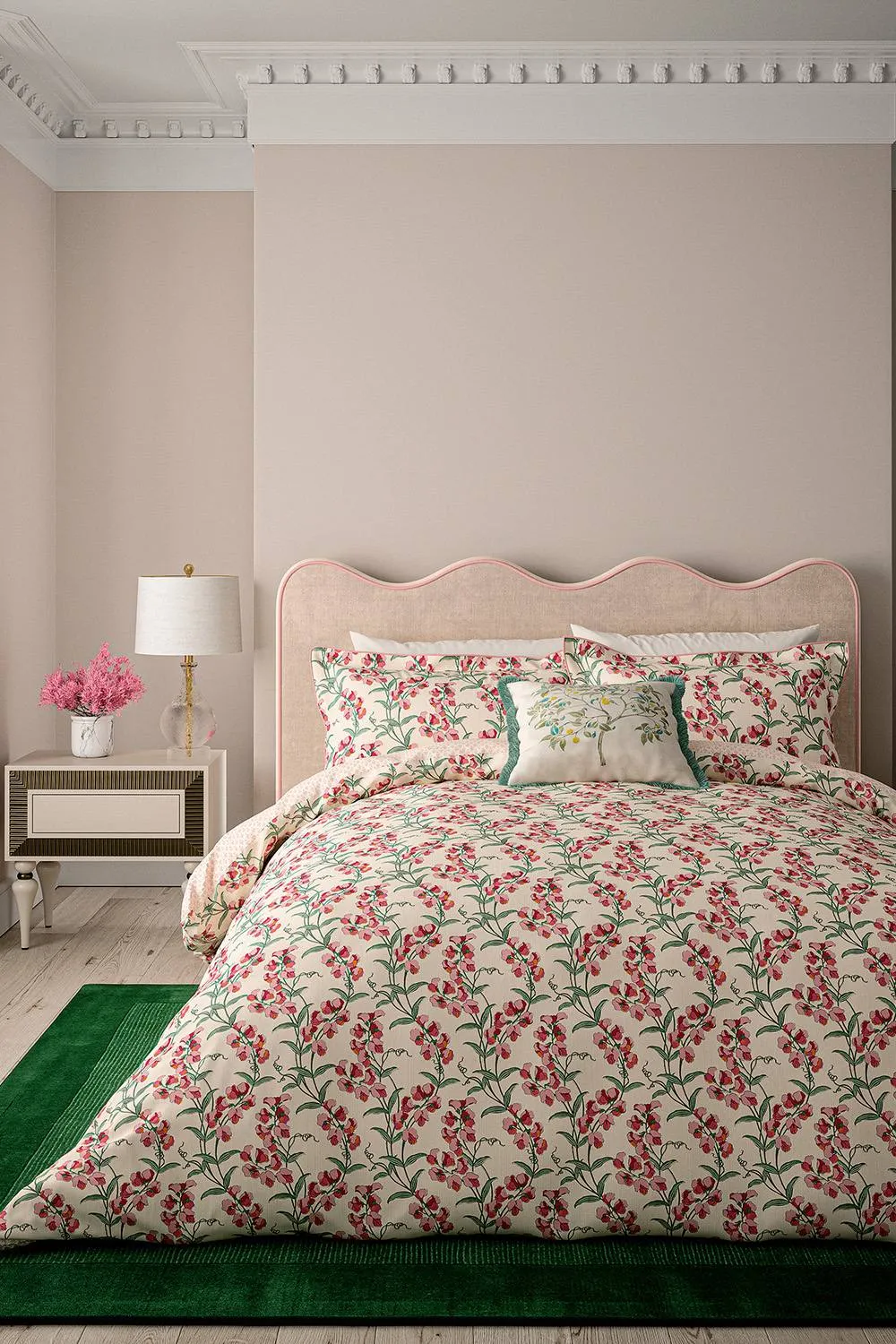V&A 'Sweet Tendrils' Cotton Duvet Cover Set in Pink