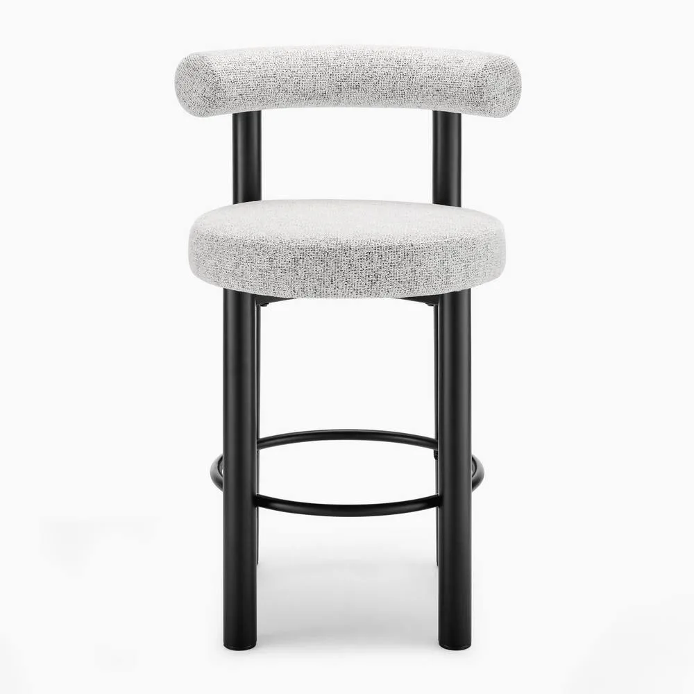 FurnitureboxUK 2x Seren Grey Fabric Bar Chairs Black Legs 4