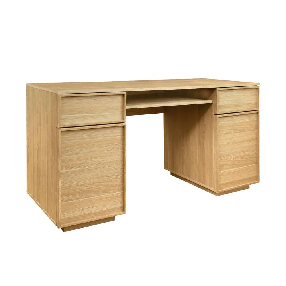sweeek Wood effect desk 2 doors 2 drawers 1 niche 140cm in Beige 2