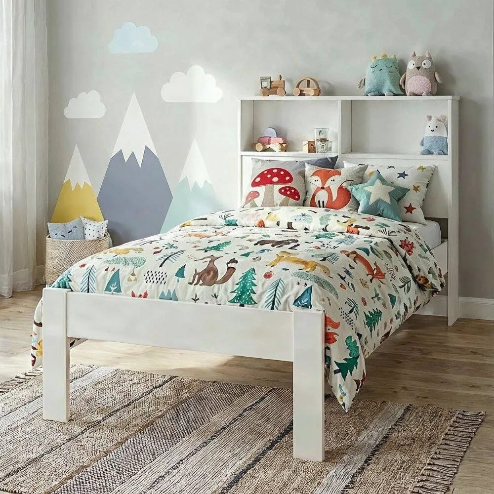 Nöa and Nani Joni Single Bed with Storage 3FT White for Kids, Teenagers, Adults