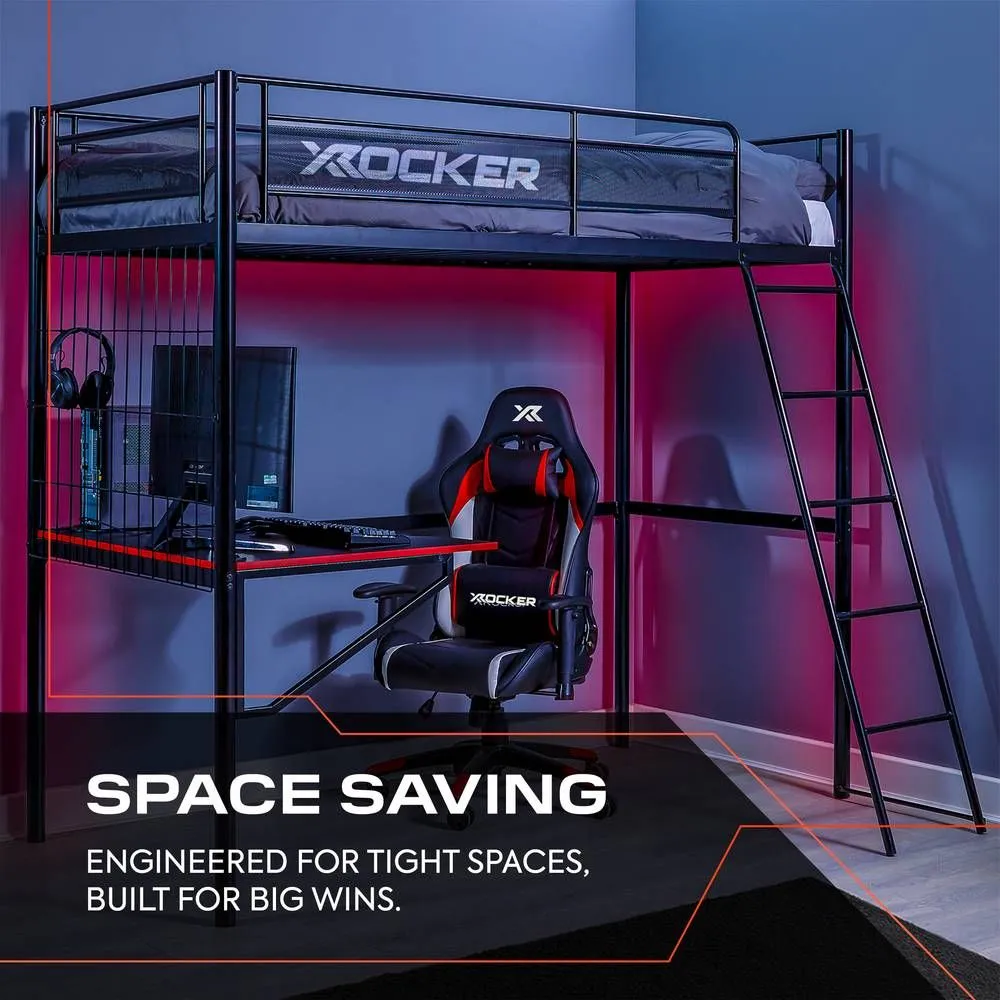 X Rocker Icarus XL High Sleeper Bunk Bed with Gaming Desk with Mattress in Black 4