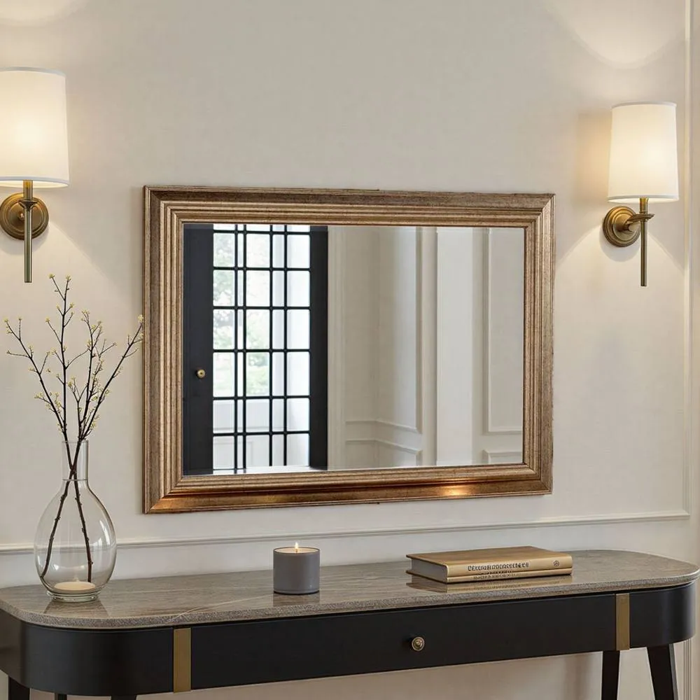 Yearn Mirrors Classic Champagne Framed Bevelled Wall Mirror in Gold