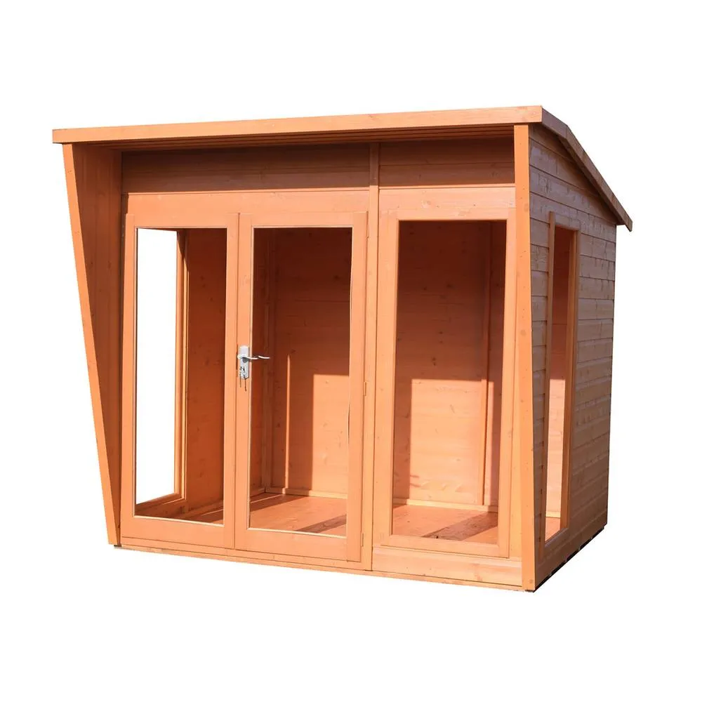 Shires Highclere 8 x 6 Feet Double Door with Three Windows Summerhouse in Light Brown 2