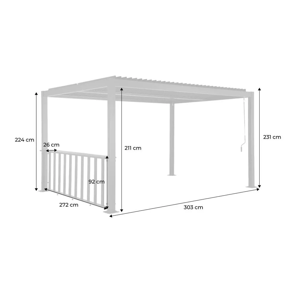 sweeek Louvered pergola 3x3m & 3m narrow counter in Dark Grey 6