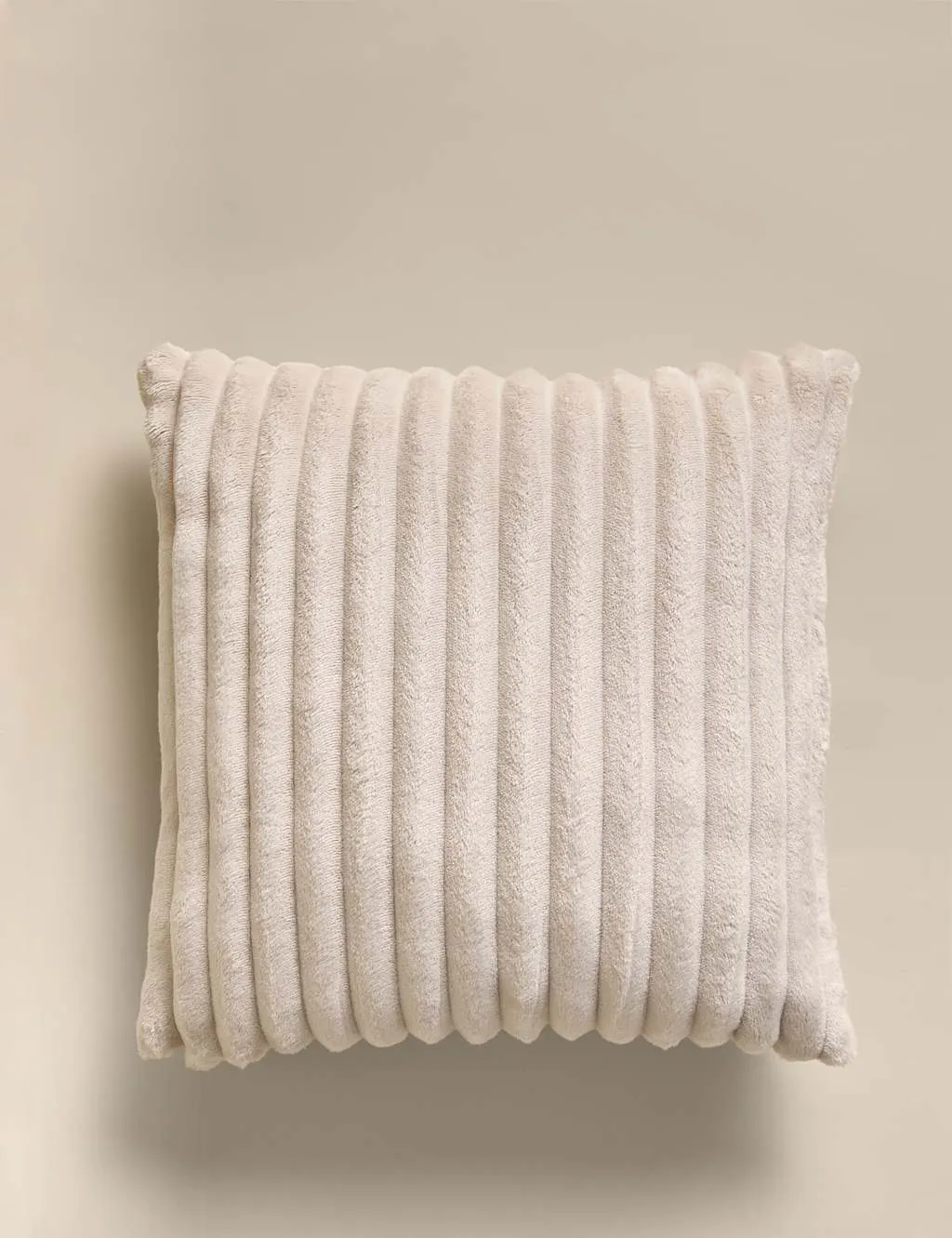 M&S Ribbed Fleece Cushion Neutral