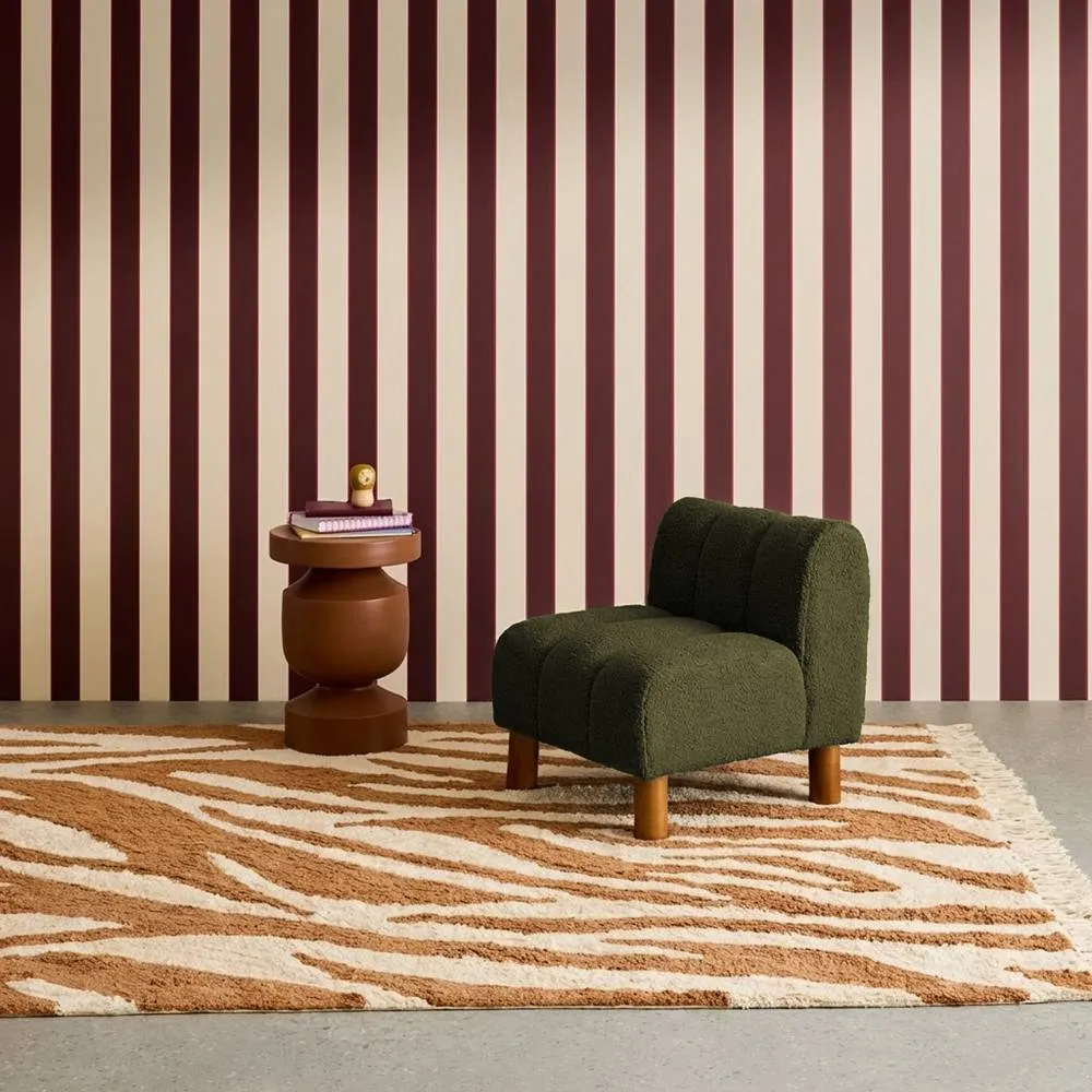 sweeek Children's armchair with rounded legs in rubberwood & boucle fabric in Khaki 1