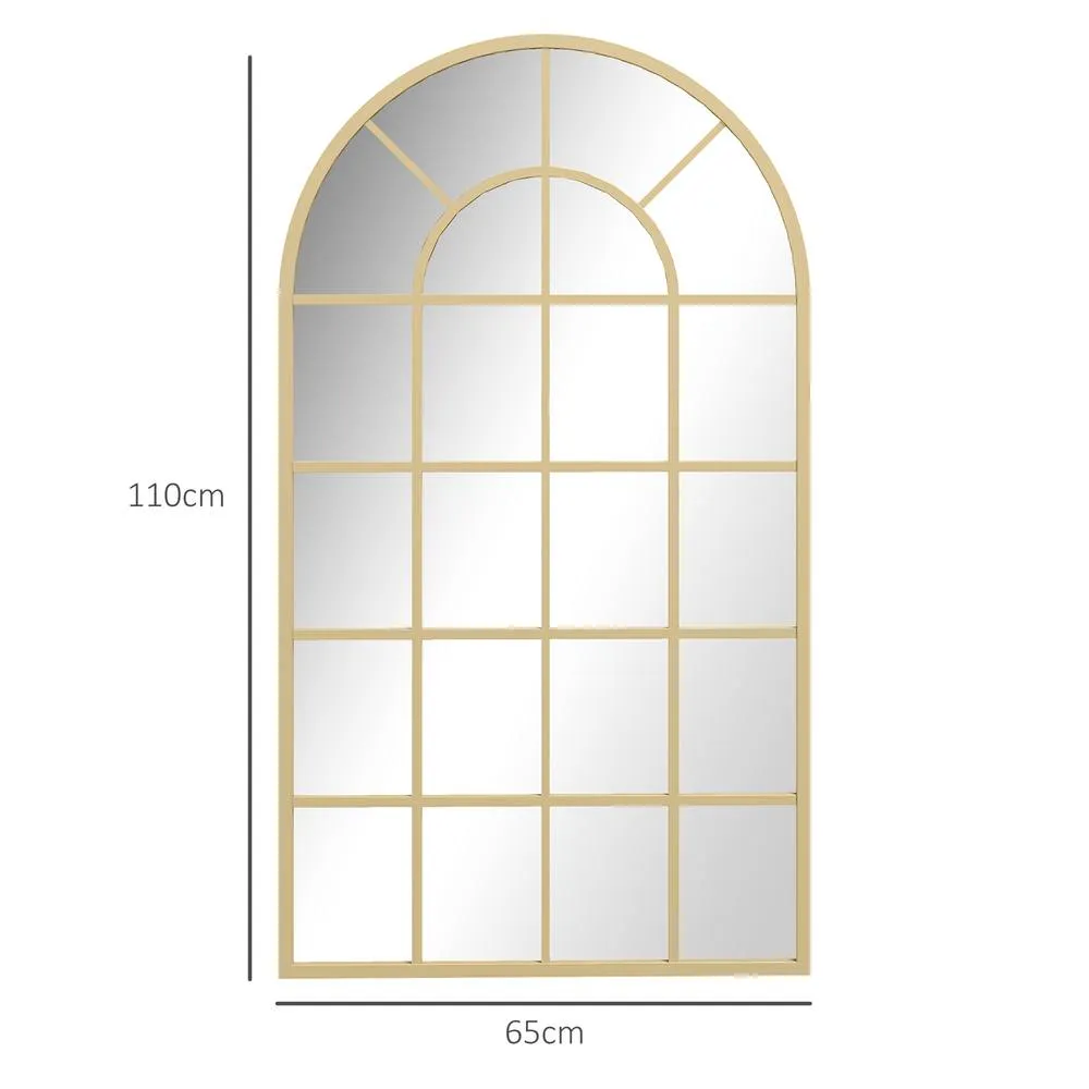 HOMCOM Modern Arch Window Wall Mirror for Living Room Bedroom, Gold Tone 3