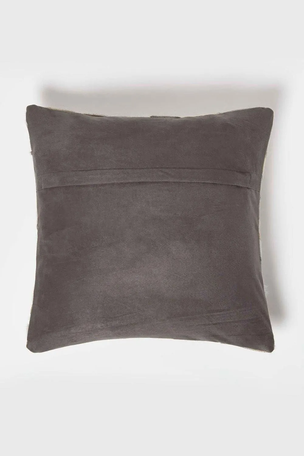 Homescapes Geometric Star Leather Cushion 45 x 45 cm in Grey 3