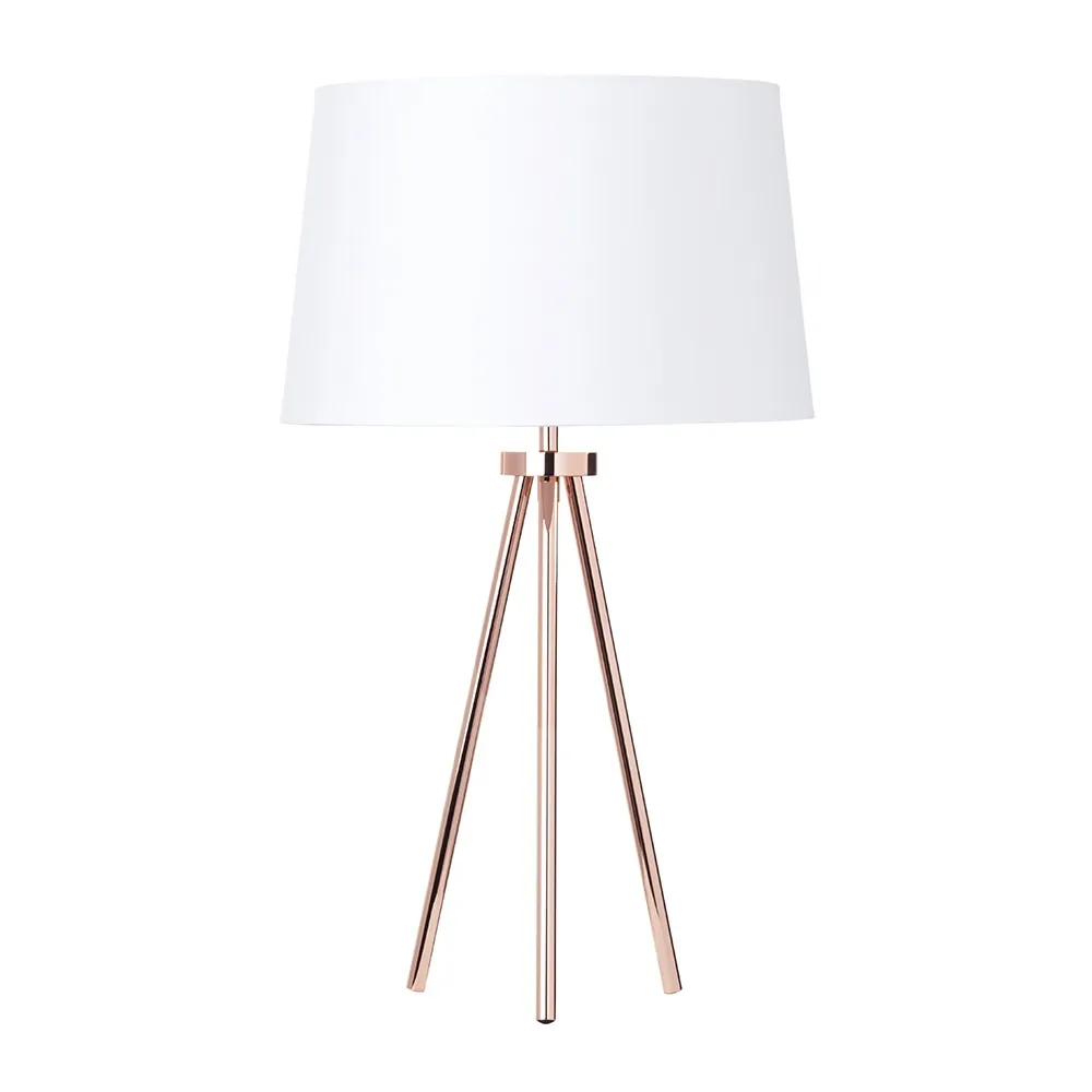 Tristan Tripod Table Lamp, Copper and White