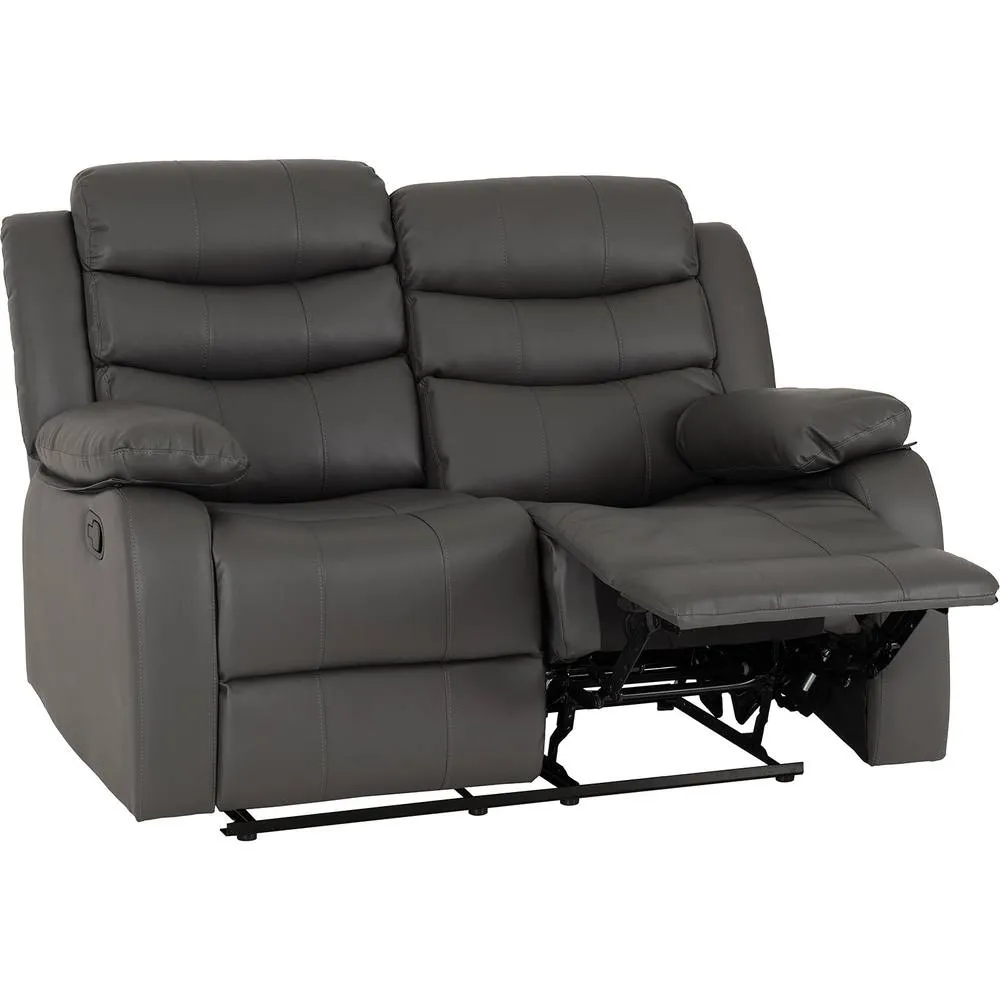 Seconique Roma 2 Seater Recliner Sofa - Grey Faux Leather 5