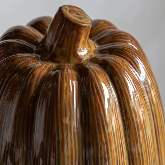 Cedar & Sage Rust Ceramic Pumpkin Ornament 2