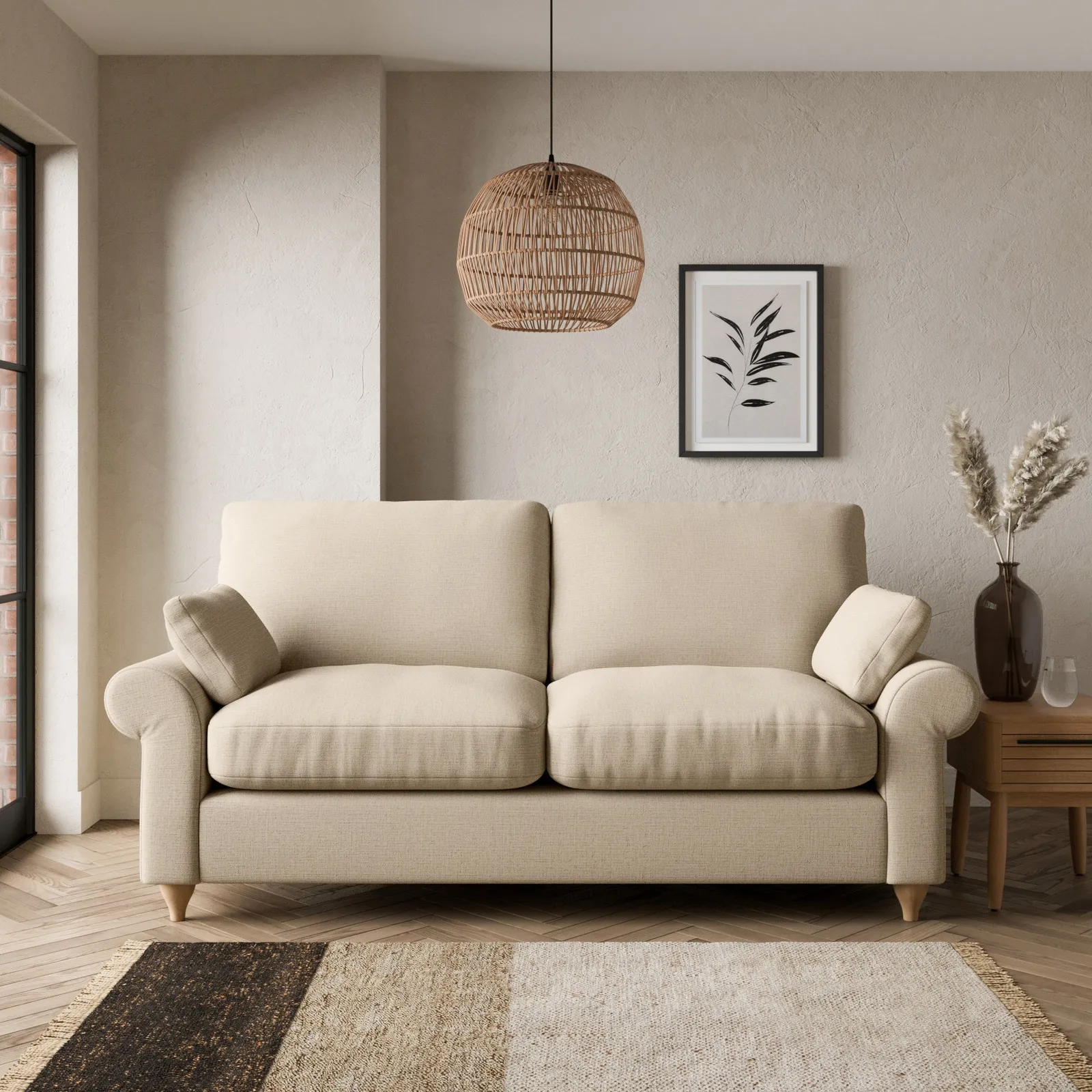 Salisbury Textured Weave 2 Seater Sofa Bed Textured Weave Honey