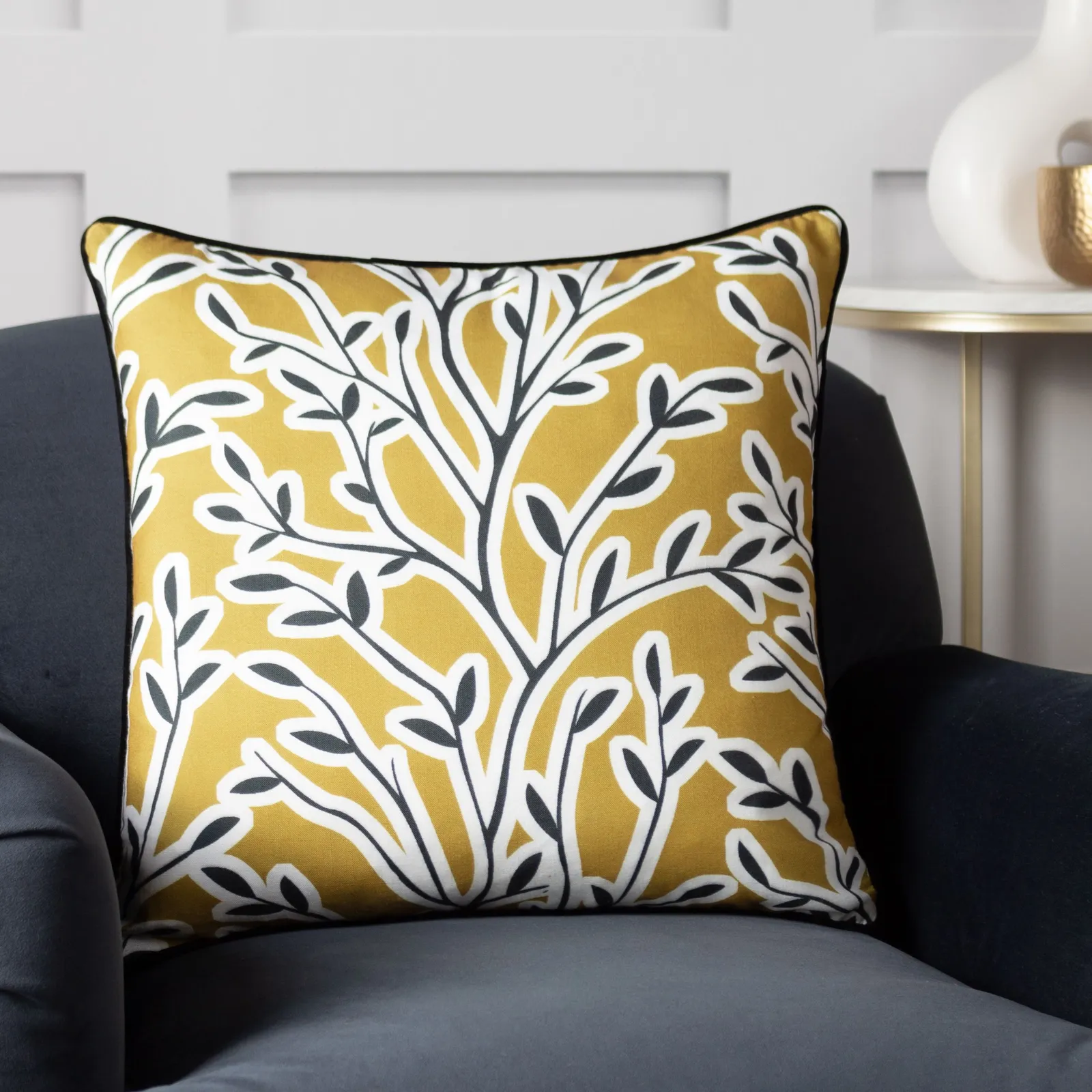 Furn Annika Floral Cushion in Yellow