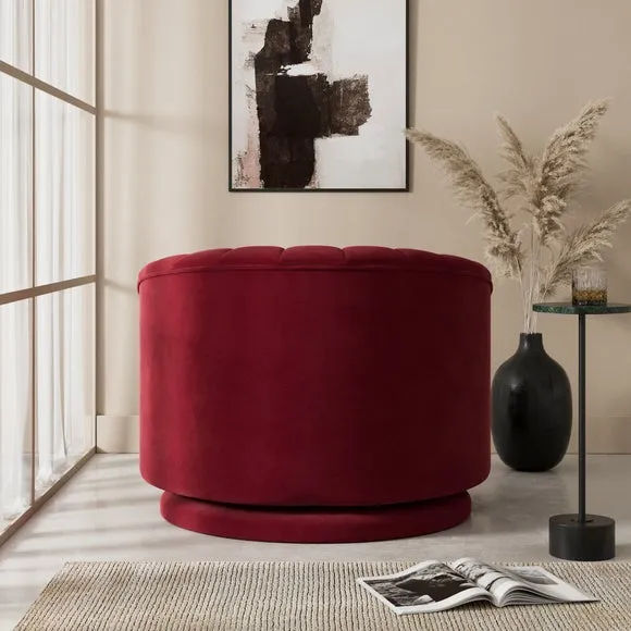 Elena Velvet Scalloped Swivel Chair 2