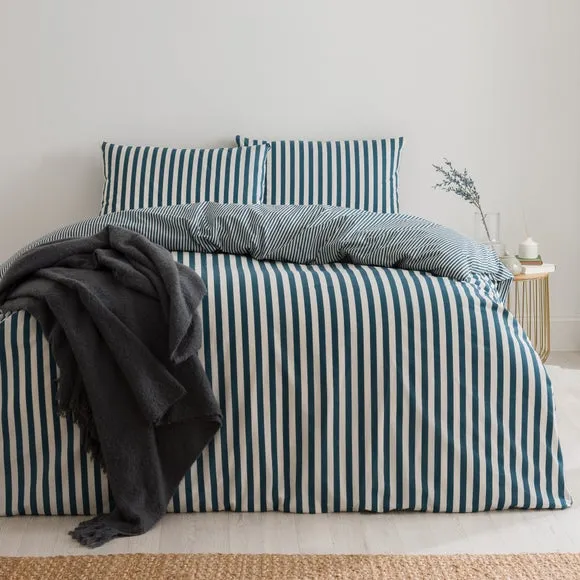 Durham Stripe 100% Cotton Duvet Cover and Pillowcase Set 1