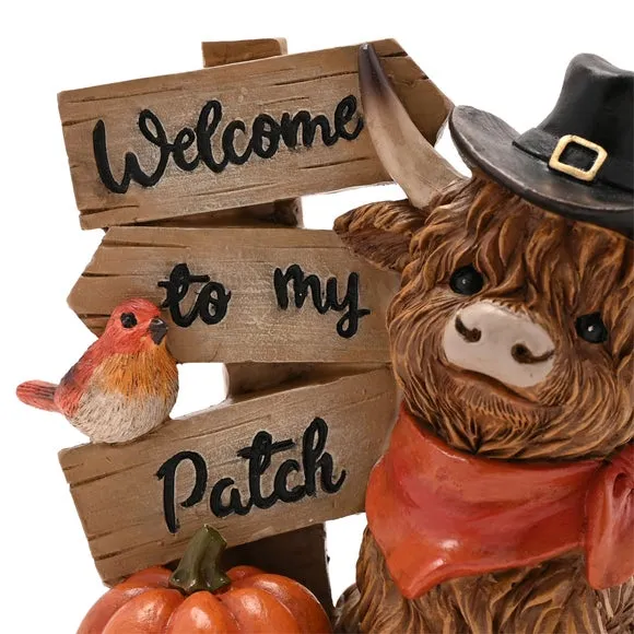 Country Living Welcome to my Patch Highland Cow Ornament 2