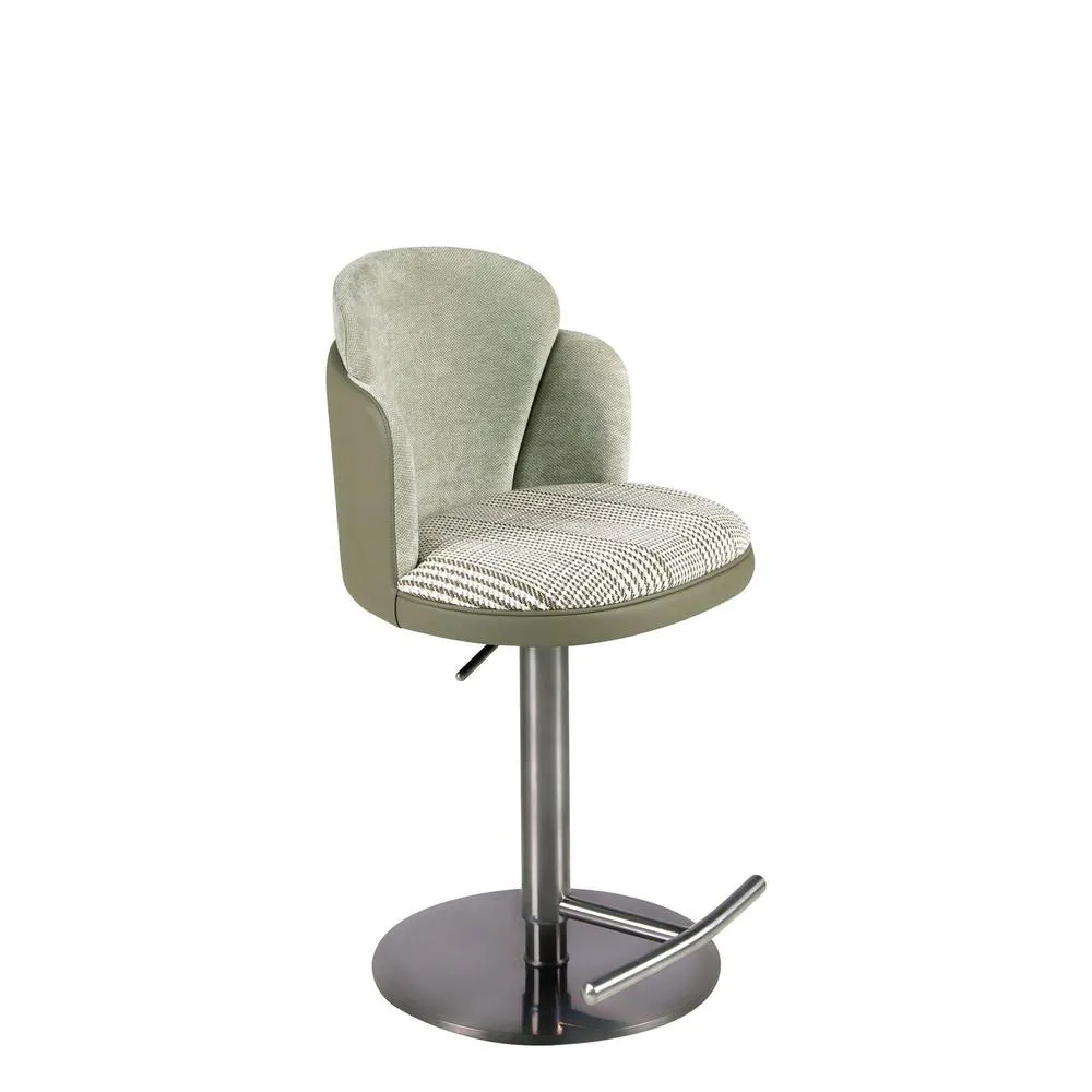 Angel Cerda Fabric Swivel Bar Stool with Leatherette Backrest in Olive 6