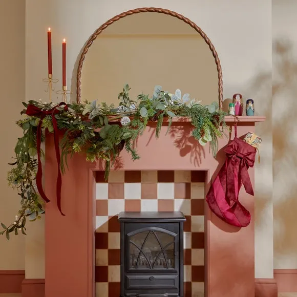 Lucia Twisted Wood Arched Overmantel Wall Mirror 4