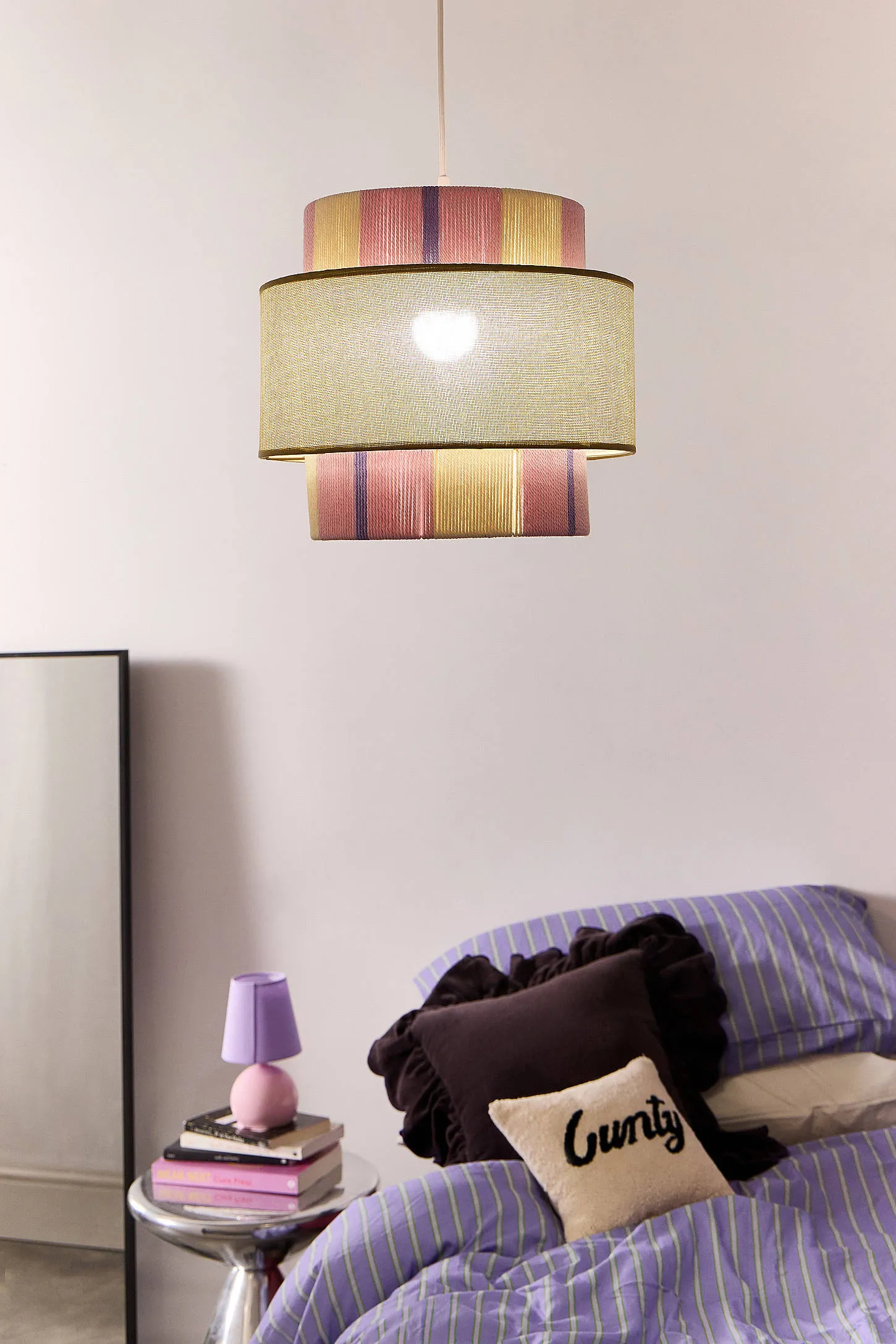 Chunky Striped Lamp Shade - Pink 2